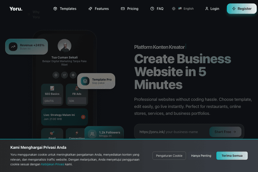 Yoru.ink - Website Builder project by Ferry Palisatter